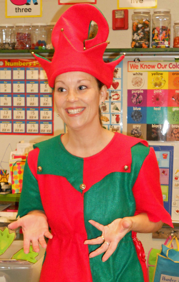 Miss Annie dressed as an elf