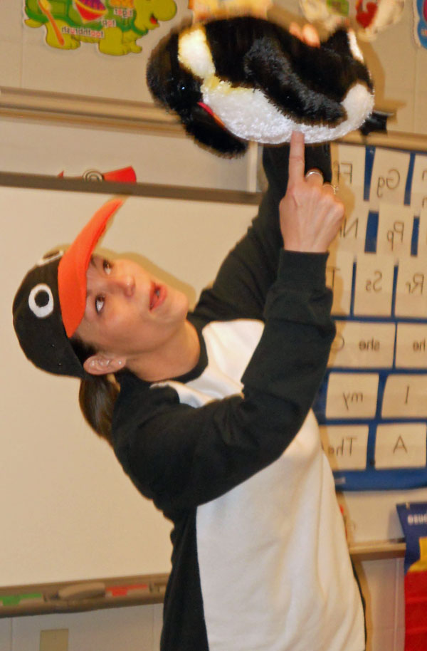 Miss Annie dressed as a penguin